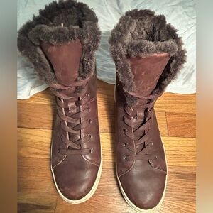 Women's Burgundy Fur-Lined Ugg Boots